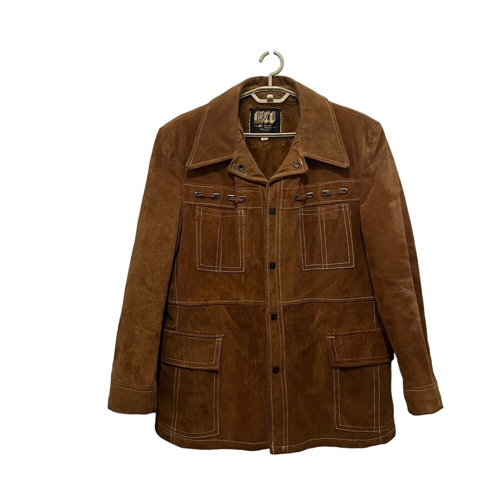 Phase III Hillard Cowboy Jacket Men Size L Chest 46 in Brown Suede Canada Lined